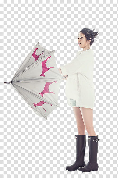 Ji Yeon, woman holding umbrella transparent background PNG clipart