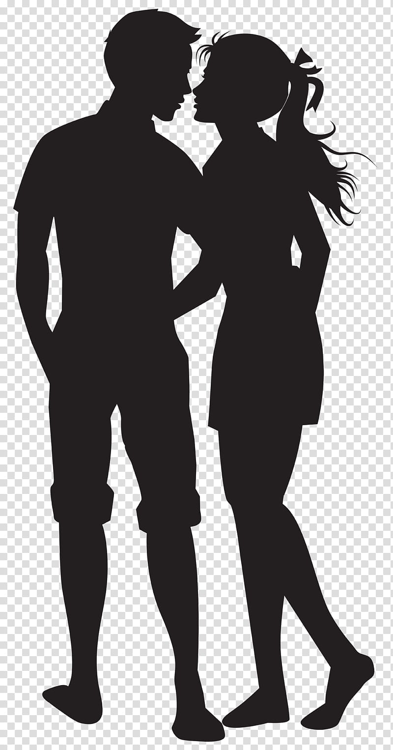 Love Black And White, Couples, Silhouette, Man, Standing, Black And White
, Male, Joint transparent background PNG clipart