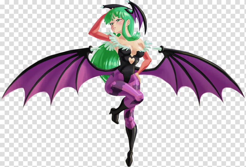 Morrigan, female bat anime character illustration transparent background PNG clipart