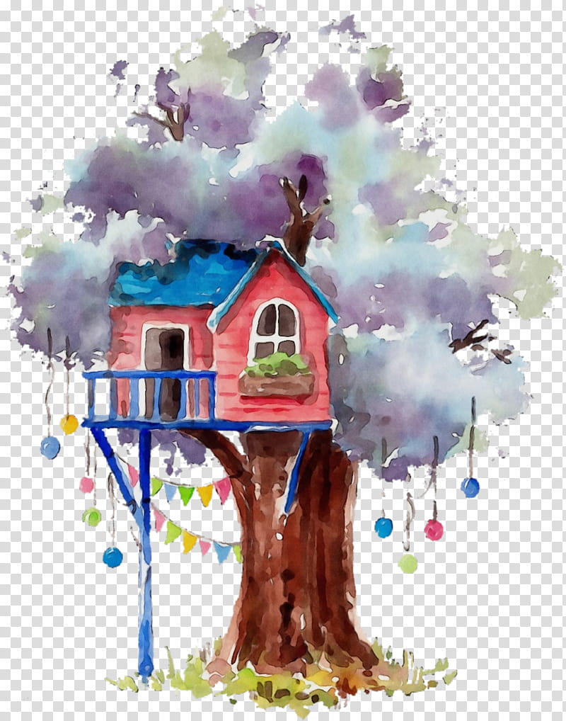 Watercolor Tree, Paint, Wet Ink, Watercolor Painting, Purple, Branching, Tree House, Plant transparent background PNG clipart