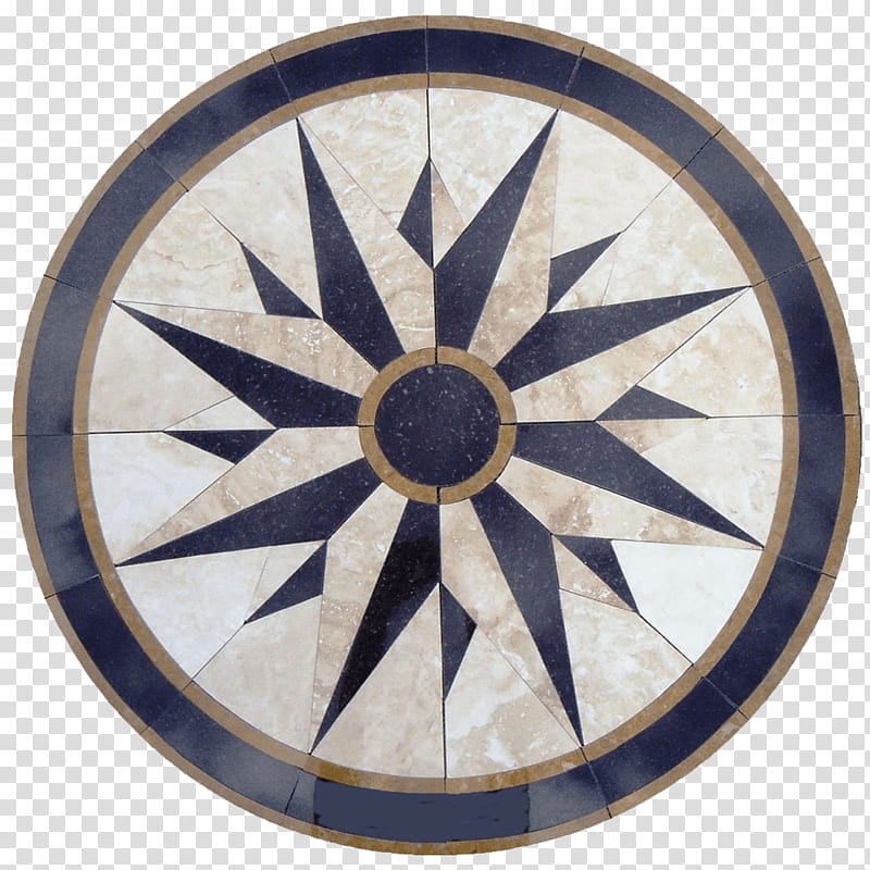 Compass Rose, Floor Medallions, Mosaic, Tile, Marble, Travertine, Flooring, Porcelain Tile transparent background PNG clipart