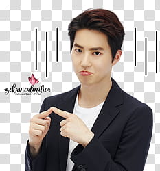 EXO LINE Stickers, man in black suit jacket transparent background PNG clipart