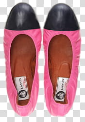 Shoes set, pair of women's pink and black doll shoes transparent background PNG clipart