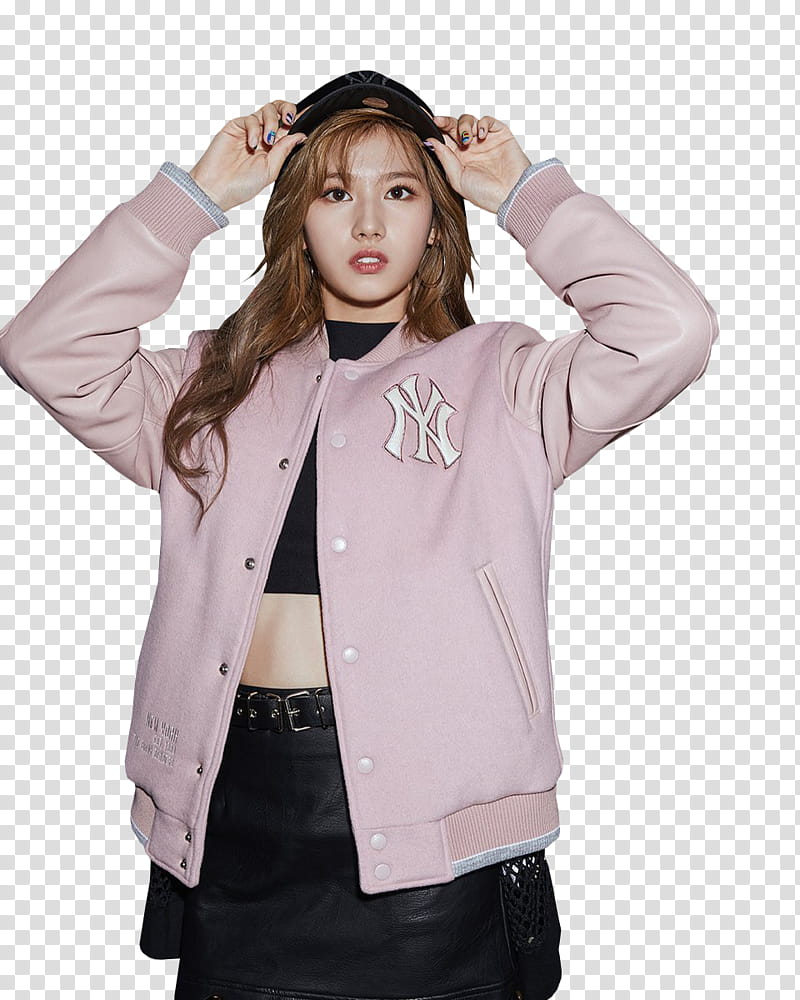 Sana Twice Mlb Be Major Woman In New York Yankess Letterman Jacket Transparent Background Png Clipart Hiclipart