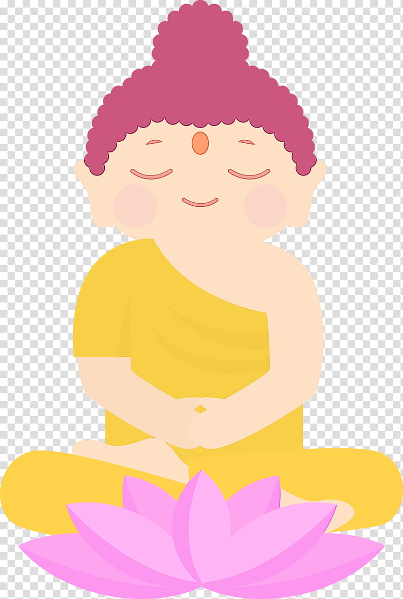 cartoon sitting physical fitness, Bodhi Lotus, Watercolor, Paint, Wet Ink, Cartoon transparent background PNG clipart