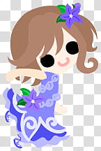 The icons of cute girls in purple flower dress, kikyo-people- transparent background PNG clipart