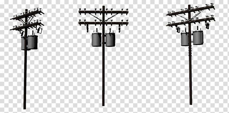 Power Lines, three gray electric posts illustration transparent background PNG clipart