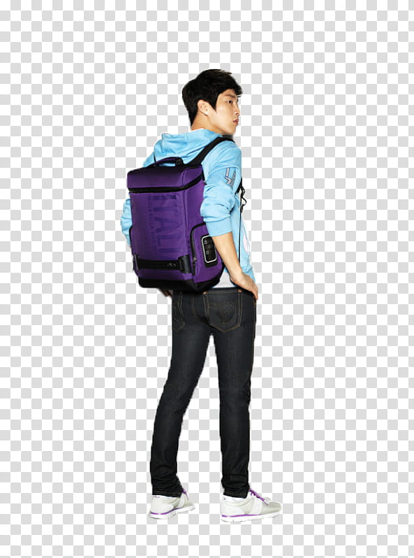 man carrying purple backpack transparent background PNG clipart