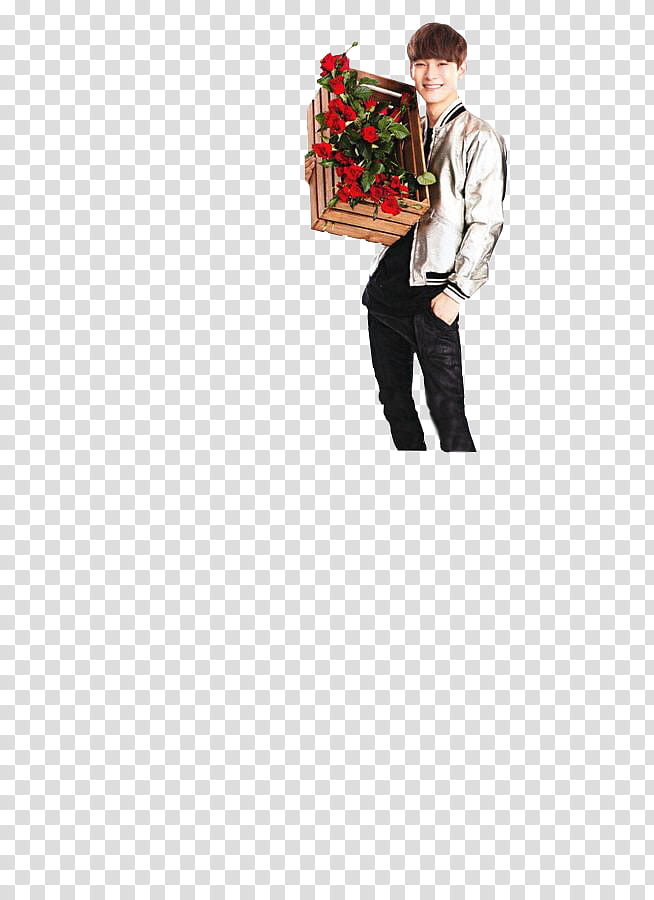 EXO Bazaar, man holding flowers transparent background PNG clipart