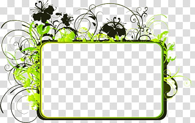 Frames, green and black floral border transparent background PNG clipart