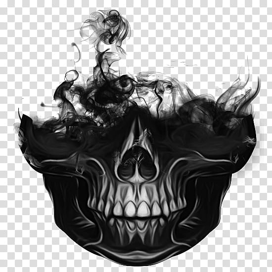 Smoke, Skull, Character, Head, Bone, Jaw, Mouth, Blackandwhite transparent background PNG clipart
