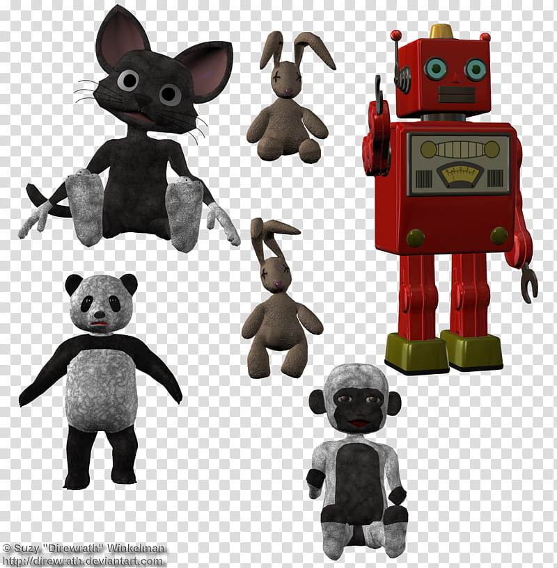 Set of Toys , assorted animal and robot toys transparent background PNG clipart