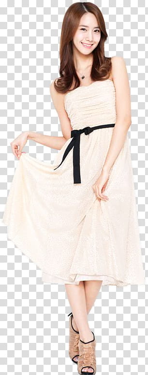 Yoona SNSD Render, Girl's Generation Yoon-ah in white tube dress transparent background PNG clipart