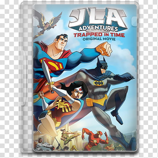 Movie Icon Mega , JLA Adventures, Trapped in Time, JLA Adventure trapped in the Original movie case transparent background PNG clipart