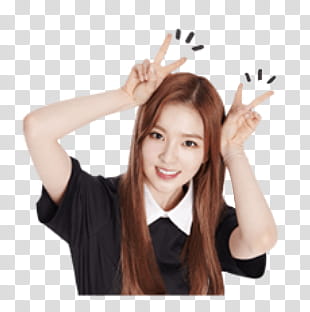 Red Velvet Kakao Talk Emoji PART  P, woman wearing black and white collard top transparent background PNG clipart