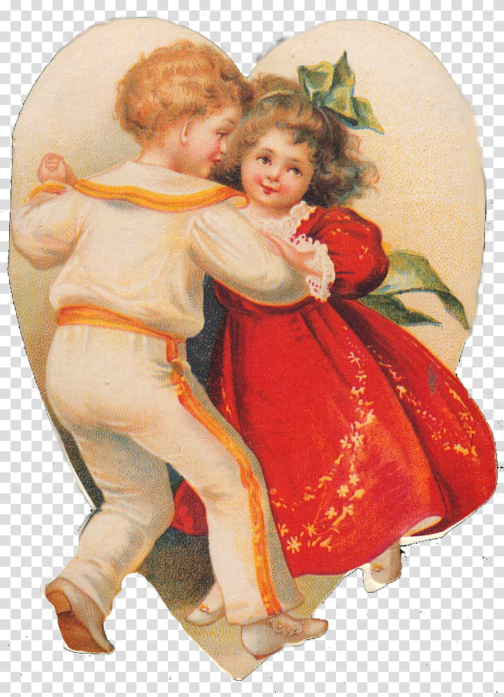 Vintage victorian clips in, boy and girl dancing painting transparent background PNG clipart