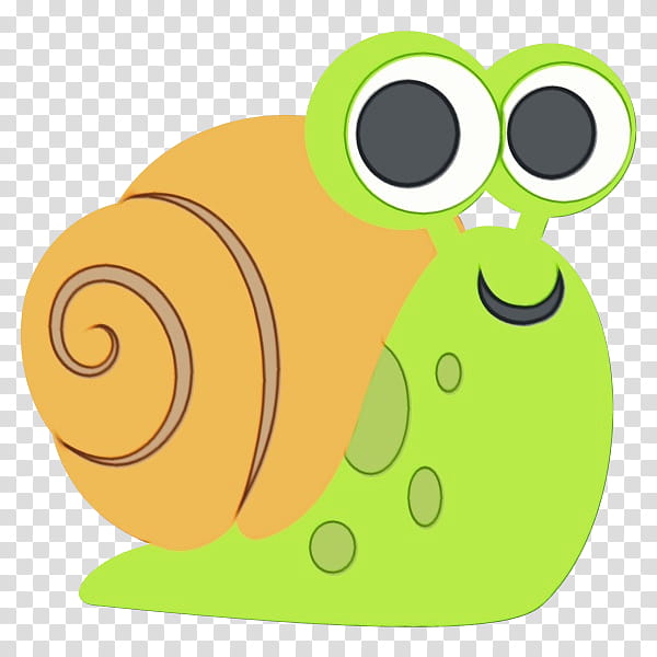 green cartoon snail snails and slugs yellow, Watercolor, Paint, Wet Ink transparent background PNG clipart