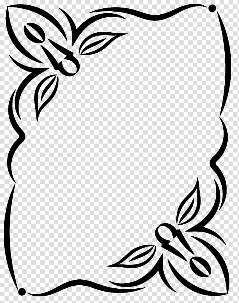 black and white floral boarder art transparent background PNG clipart