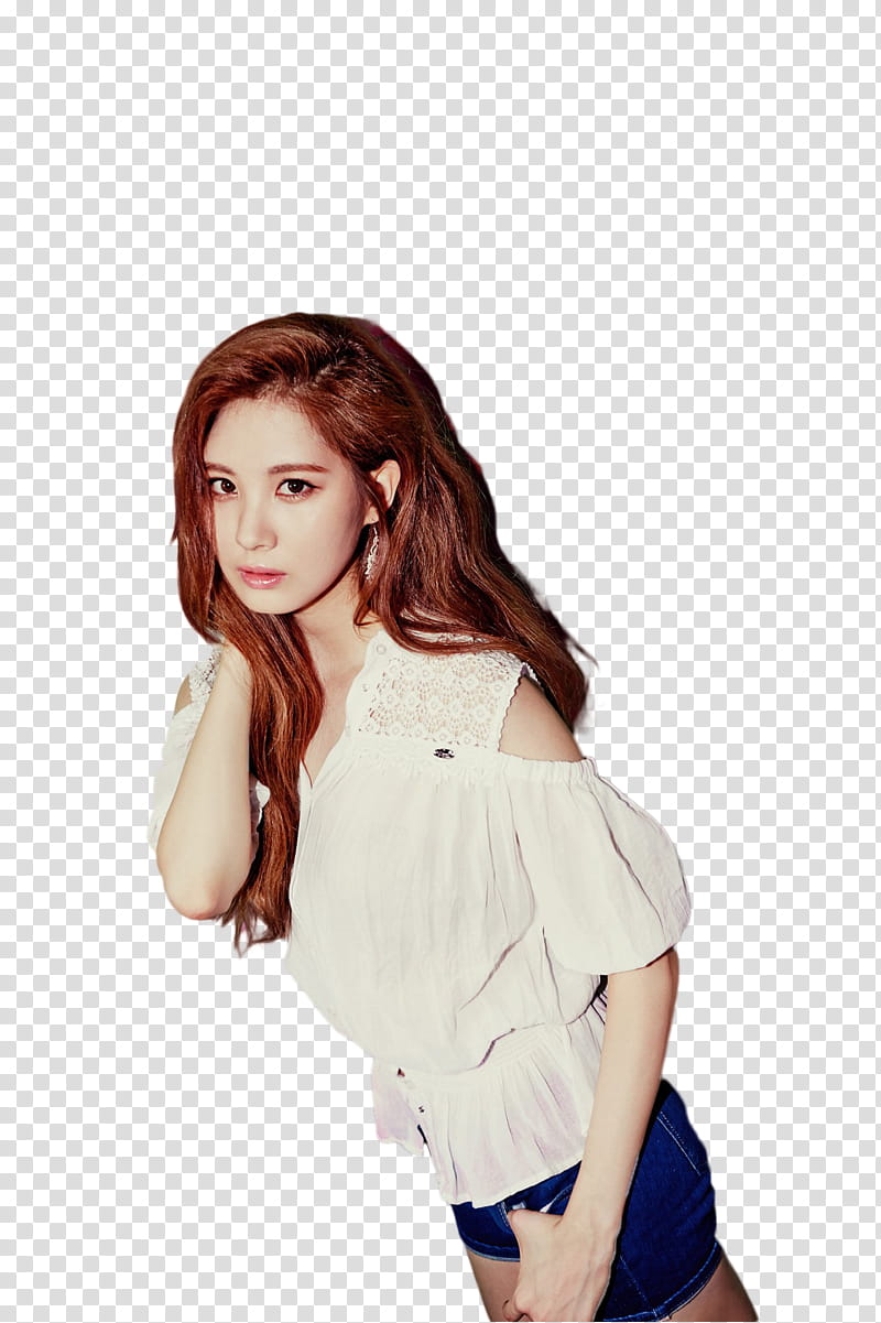 TaeTiSeo Holler Concept, woman standing while touching neck transparent background PNG clipart