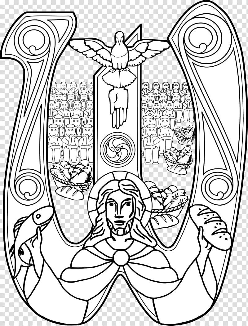 Jesus, Drawing, Coloring Book, Painting, Ichthys, White, Line Art, Blackandwhite transparent background PNG clipart