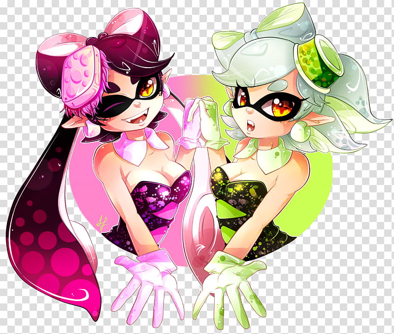 Squid Sisters Design, two female characters transparent background PNG clipart
