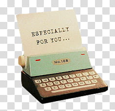 , brown typewriter with especially for you text transparent background PNG clipart