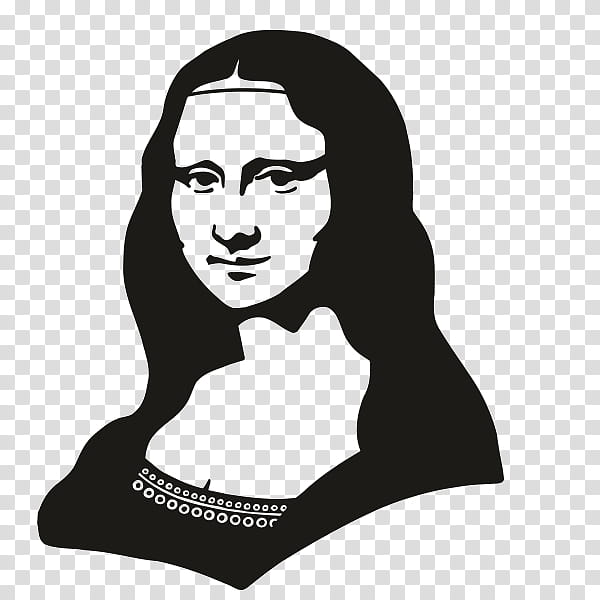 Mona Lisa Black And White, Leonardo Da Vinci, Drawing, Louvre Museum, Cartoon, Portrait, Artist, Black And White transparent background PNG clipart