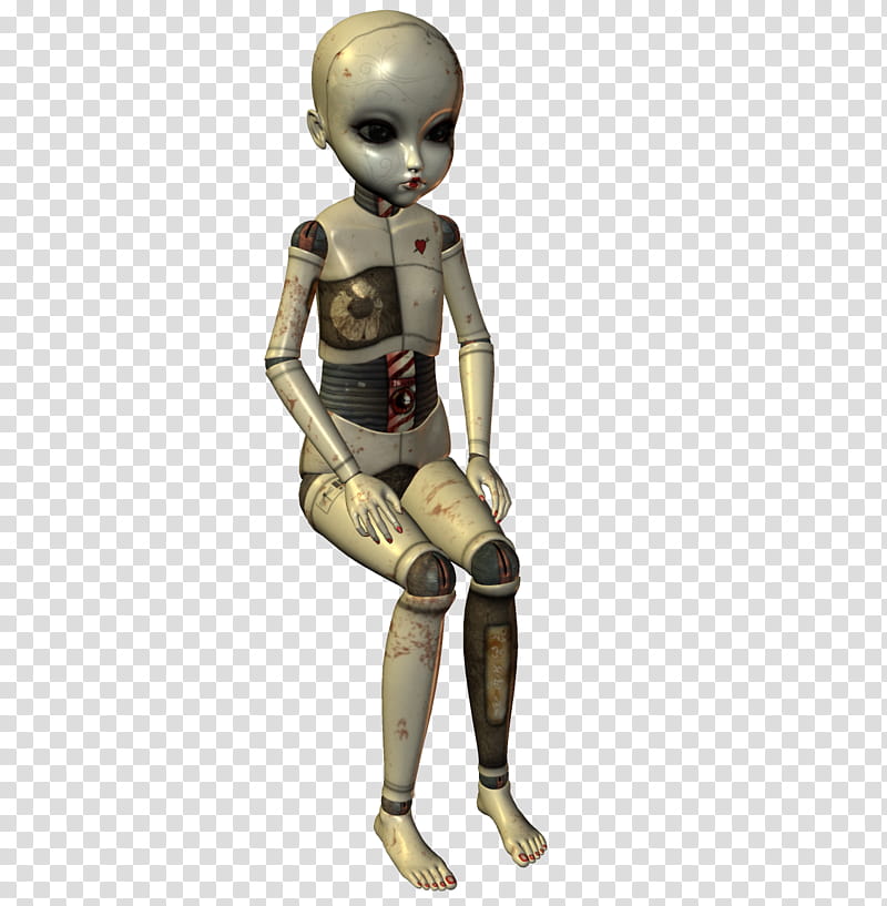 Creepy Ball Joint Doll , gray and black robot toy transparent background PNG clipart