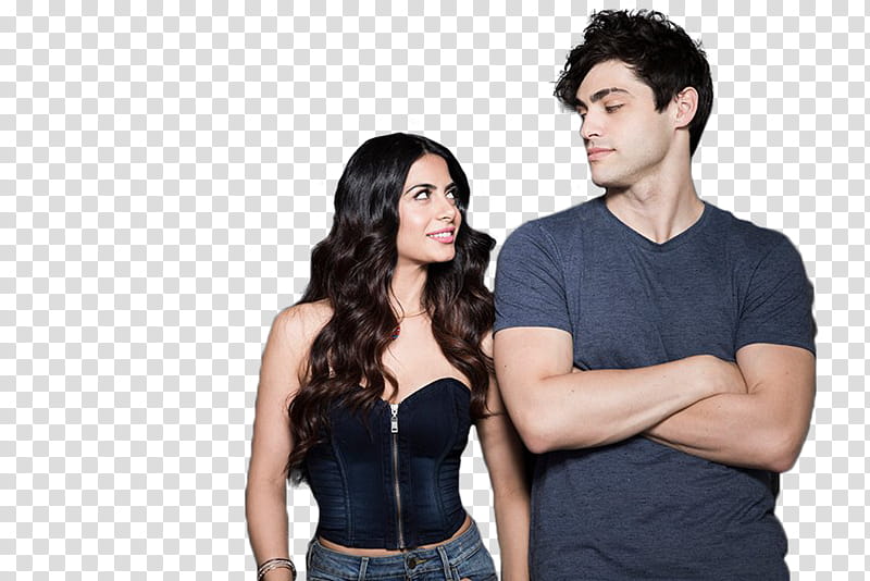 Matthew Daddario y Emeraude Toubia, man and woman looking to each other transparent background PNG clipart