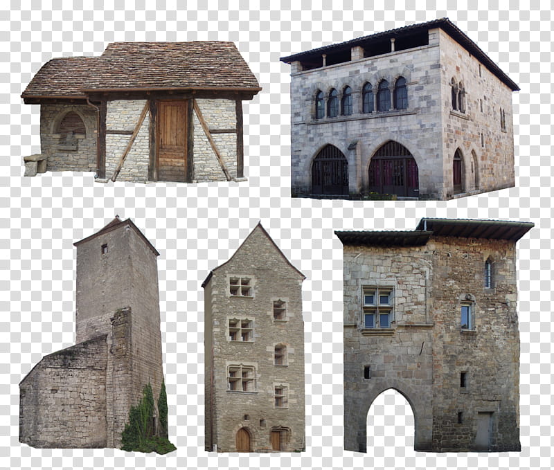 medieval houses , gray concrete building collage transparent background PNG clipart