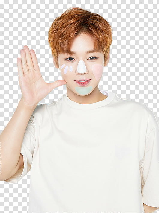 WANNA ONE x INNISFREE S, man in white crew-neck T-shirt transparent background PNG clipart