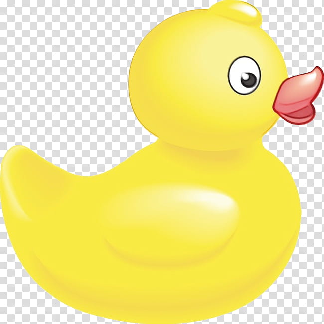 duck rubber ducky bath toy yellow bird, Watercolor, Paint, Wet Ink, Ducks Geese And Swans, Water Bird, Live, Beak transparent background PNG clipart