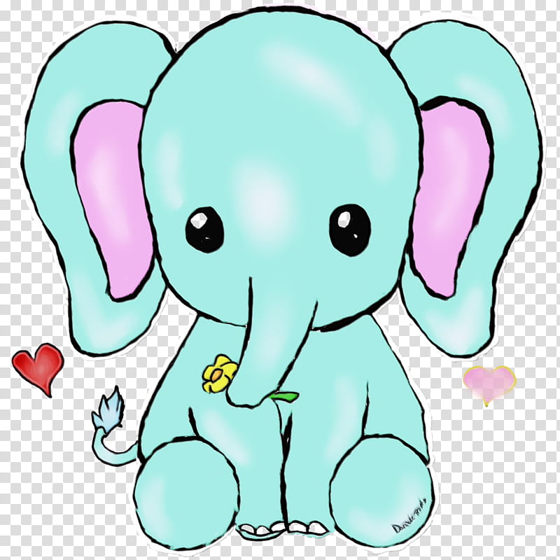 Elephant, Watercolor, Paint, Wet Ink, Elephants And Mammoths, Cartoon, Green, Animal Figure transparent background PNG clipart