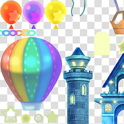 MMD Stage Bubbly Clouds, purple and blue striped hot-air balloon transparent background PNG clipart