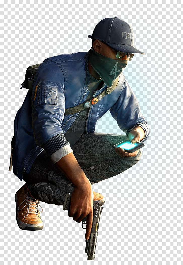 Watch Dogs  Marcus Holloway render , man holding pistol transparent background PNG clipart