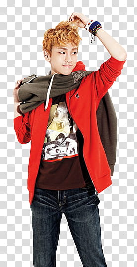 SHINee Key, man in red jacket transparent background PNG clipart