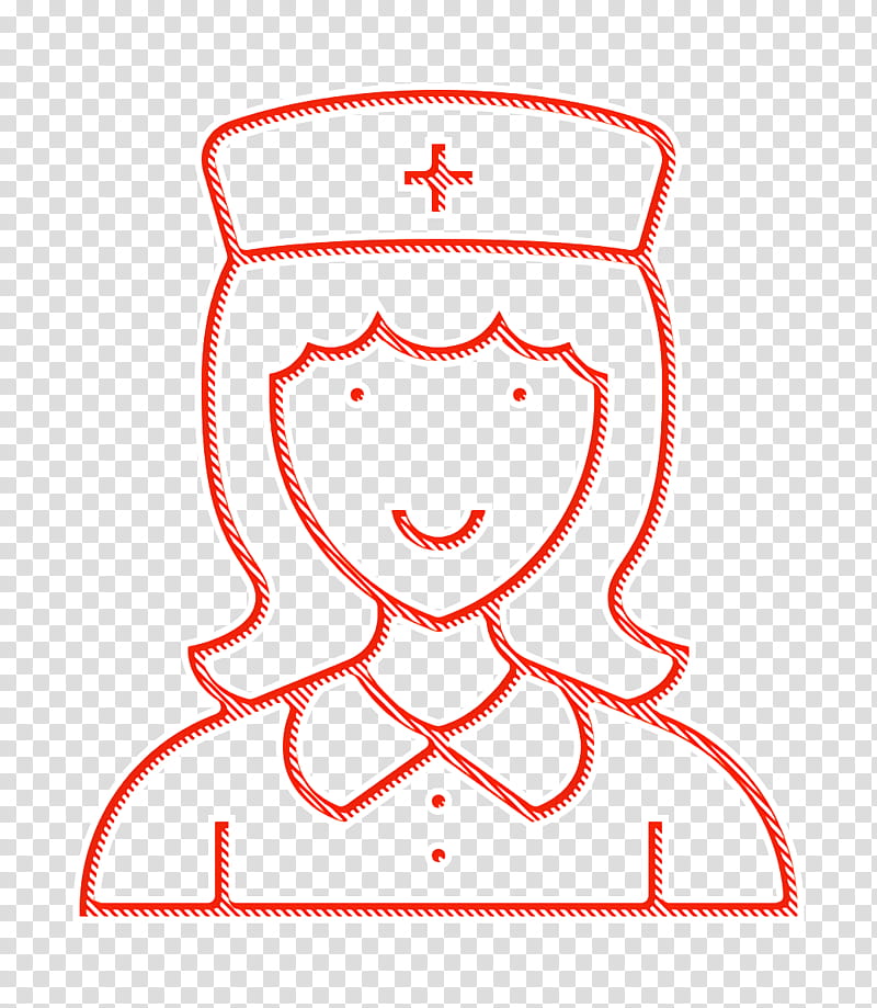 Girl icon Careers Women icon Nurse icon, White, Face, Line Art, Facial Expression, Head, Smile, Text transparent background PNG clipart