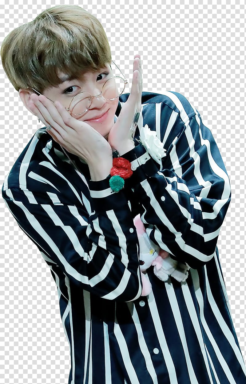 JungKook BTS, man wearing striped top transparent background PNG clipart