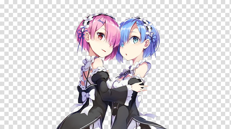 Re Zero Rem and Ram, Rem and Ram from Re: Zero anime character illustration transparent background PNG clipart