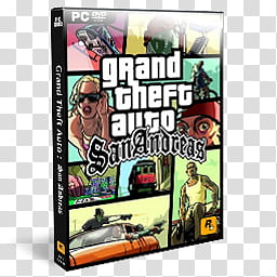 DVD Game Icons v, Grand Theft Auto San Andreas, GTA San Andreas PC DVD case transparent background PNG clipart