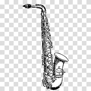 , white saxophone sketch transparent background PNG clipart