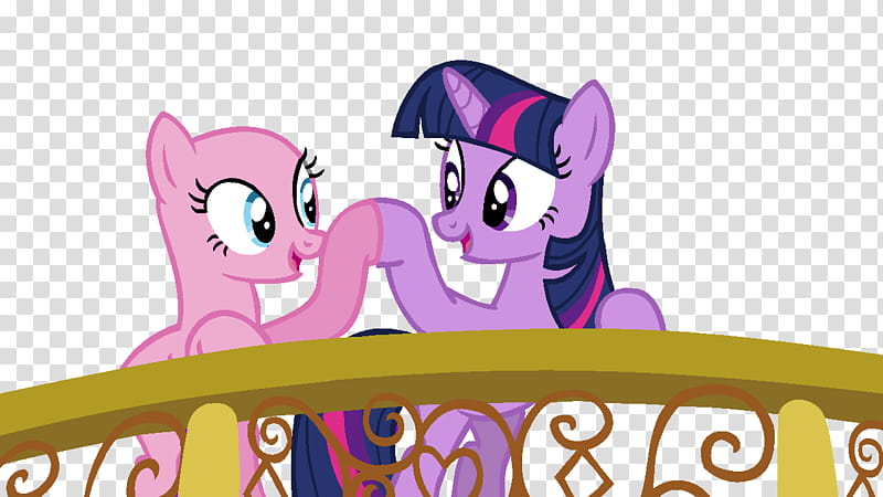 MLP Base Brohoofs with Twilight, pink and purple ponies fist bumping illustration transparent background PNG clipart