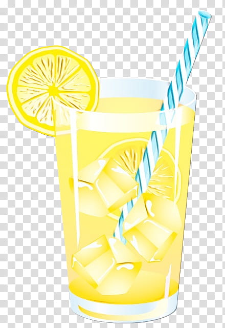 Cartoon Lemon, Watercolor, Paint, Wet Ink, Harvey Wallbanger, Cocktail Garnish, Orange Drink, Drinking Straw transparent background PNG clipart