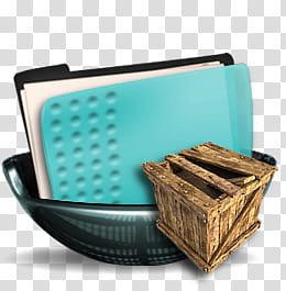 Sphere   , brown wooden box beside folder illustration transparent background PNG clipart