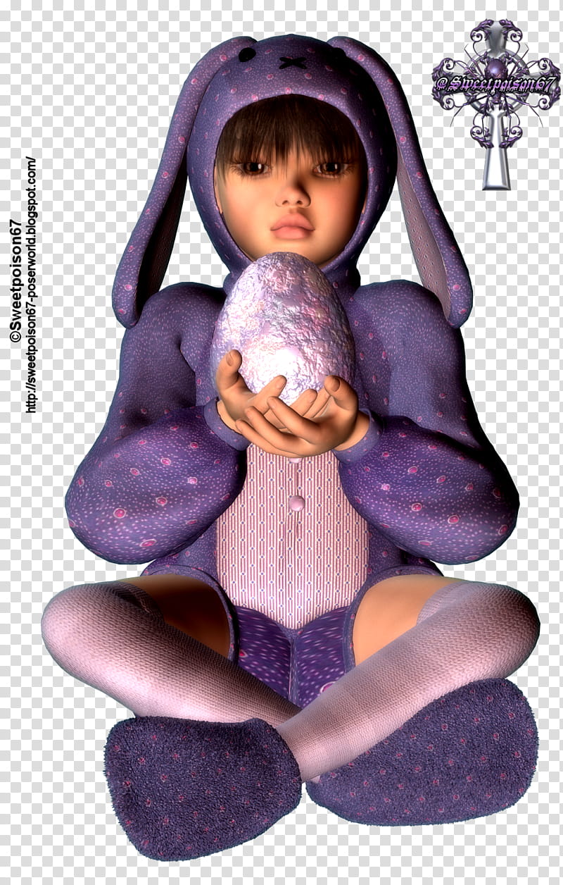 Easter Kid, girl character in purple jacket transparent background PNG clipart