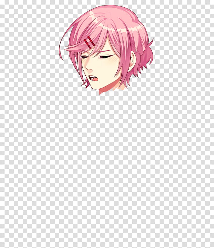 DDLC R All Character Sprites FREE TO USE, male anime characterwith pink hair transparent background PNG clipart