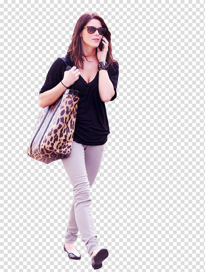 Ashley Greene, woman in black top carrying bag transparent background PNG clipart