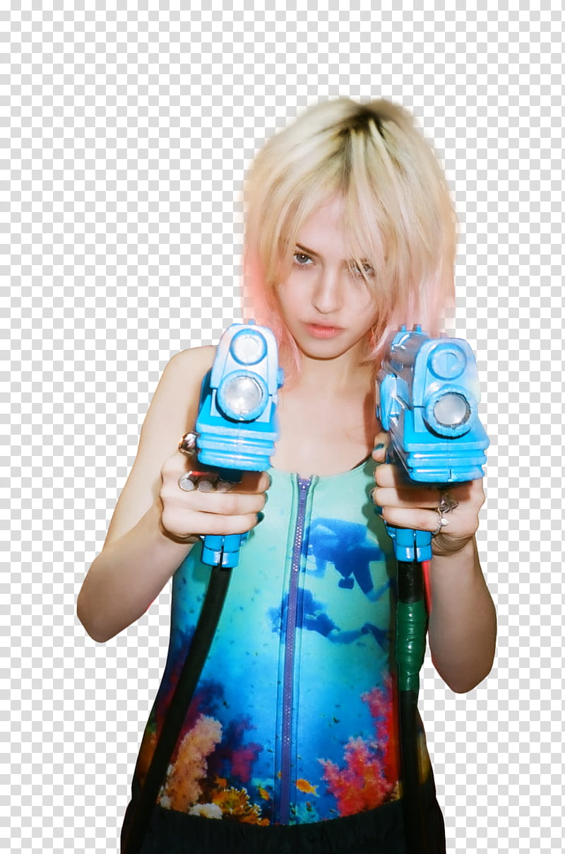 Charlotte Free, Taylor Momsen holding two toy guns transparent background PNG clipart