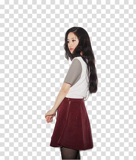 Ulzzang Girl Baek Sumin Yuko, woman wearing white and maroon dress transparent background PNG clipart