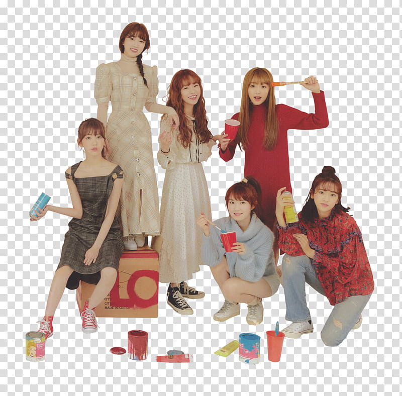 IZ ONE X NYLON KOREA, six women in dresses transparent background PNG clipart